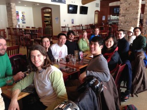 The Putnam lab grabs lunch during a group outing to Greek Peak. Thanks Dave!